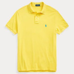 Polo Ralph Lauren Iconic Mesh Shirt Yellow Bright Blue Large Golf Classic Fit